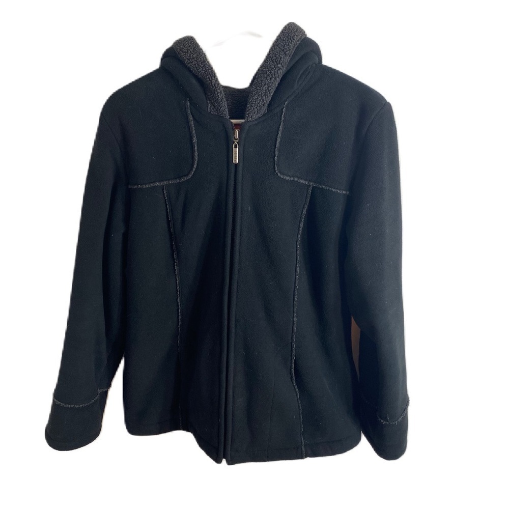 Espirit Fleece Lined Hooded Jacket Medium Black Coat Women’s